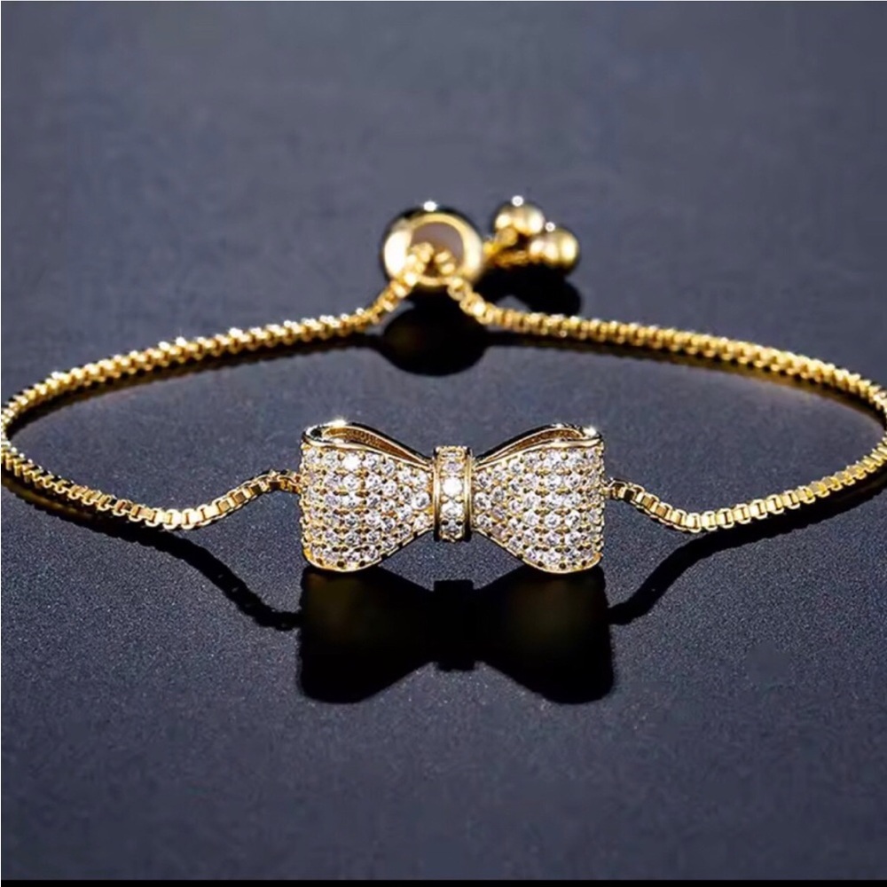 Gold Bow Crystal Bracelet